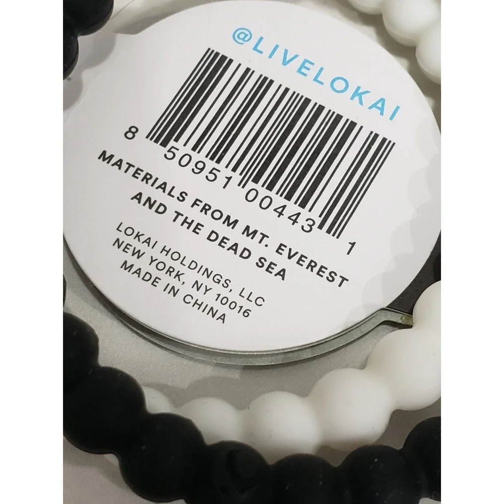 NEW Lokai Bracelet LARGE SET TWO black white Bracelet Everest & Dead Sea Water